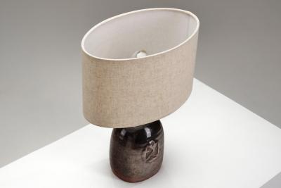 Finn Lynggard Dark Stoneware Table Lamp by Finn Lynggaard Denmark Second half of the 20th C