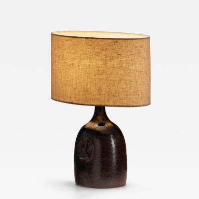 Finn Lynggard Dark Stoneware Table Lamp by Finn Lynggaard Denmark Second half of the 20th C
