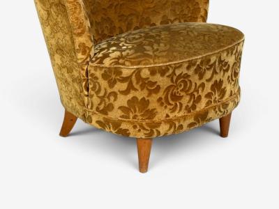 Finnish Modern Easy Chairs Damask Beech Finland 1940s