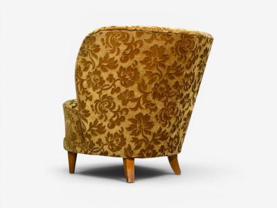 Finnish Modern Easy Chairs Damask Beech Finland 1940s