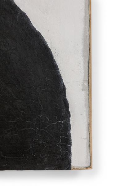 Fino Prydz Norwegian Contemporary Black and White Abstract on Birch Panel Untitled