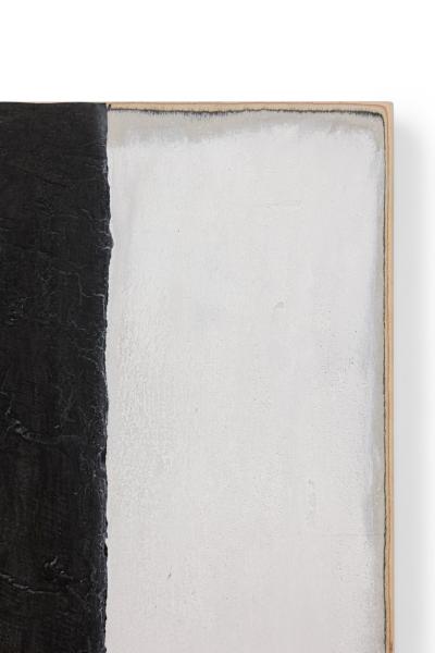 Fino Prydz Norwegian Contemporary Black and White Abstract on Birch Panel Untitled