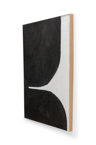 Fino Prydz Norwegian Contemporary Black and White Abstract on Birch Panel Untitled