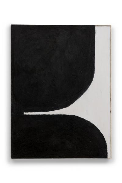 Fino Prydz Norwegian Contemporary Black and White Abstract on Birch Panel Untitled