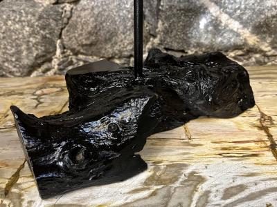 Fish Sculpture Teak Root Handcarved On Black Laquered Base Indonesia 2023