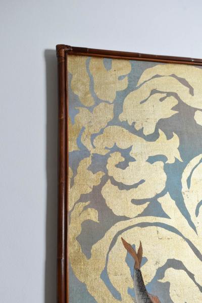 Fishes and foliage print on canvas 1970s 