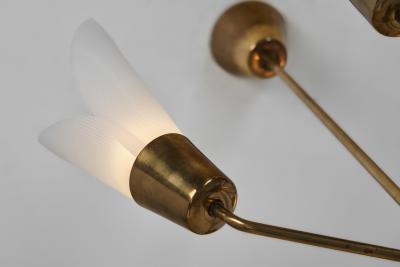 Five Armed Brass Chandelier with Floral Details Europe 1950s