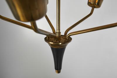 Five Armed Brass Chandelier with Floral Details Europe 1950s