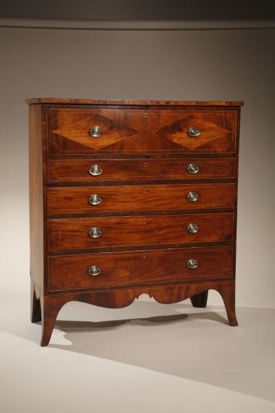 Five Drawer Inlaid Mahogany Chest of Drawers