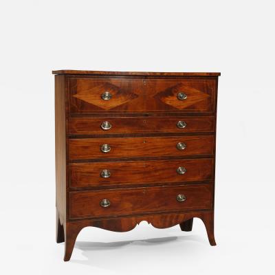 Five Drawer Inlaid Mahogany Chest of Drawers