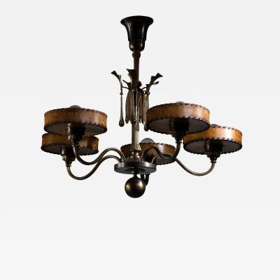 Five arm Art Deco chandelier