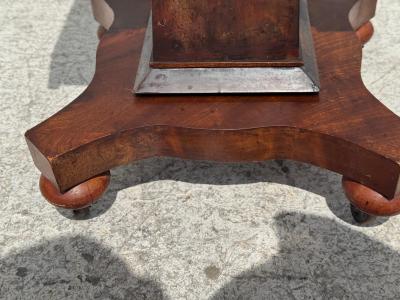 Flaming Mahogany Empire Revival Drop Leaf Sewing Table by Scheide