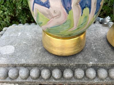 Flavia Montelupo Pair Of Italian Modern Glazed Ceramic Lamps