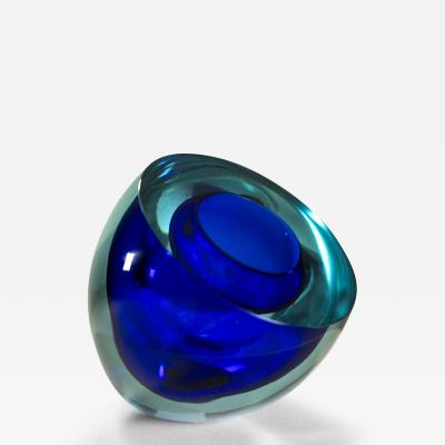 Flavio Poli Flavio Poli Centerpiece in Blue Murano Sommerso Italy 1950s