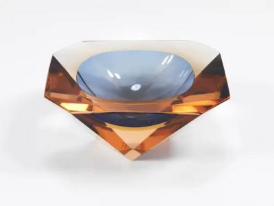Flavio Poli Flavio Poli Sommerso Caviar Murano Glass Diamond Bowl by Seguso Italy 1960s