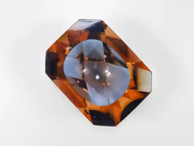 Flavio Poli Flavio Poli Sommerso Caviar Murano Glass Diamond Bowl by Seguso Italy 1960s