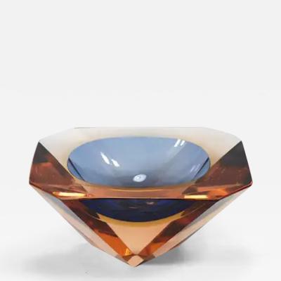 Flavio Poli Flavio Poli Sommerso Caviar Murano Glass Diamond Bowl by Seguso Italy 1960s