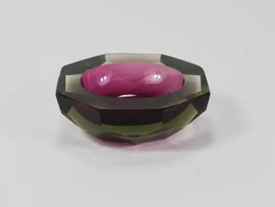 Flavio Poli Flavio Poli Sommerso Caviar Murano Glass Diamond Bowl by Seguso Italy 1960s