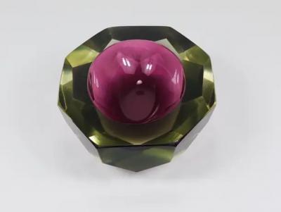 Flavio Poli Flavio Poli Sommerso Caviar Murano Glass Diamond Bowl by Seguso Italy 1960s