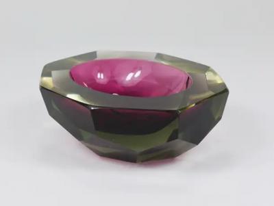 Flavio Poli Flavio Poli Sommerso Caviar Murano Glass Diamond Bowl by Seguso Italy 1960s