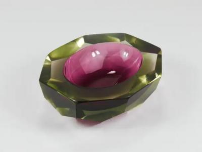 Flavio Poli Flavio Poli Sommerso Caviar Murano Glass Diamond Bowl by Seguso Italy 1960s