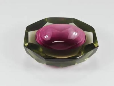 Flavio Poli Flavio Poli Sommerso Caviar Murano Glass Diamond Bowl by Seguso Italy 1960s