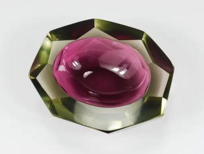 Flavio Poli Flavio Poli Sommerso Caviar Murano Glass Diamond Bowl by Seguso Italy 1960s