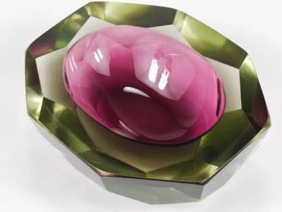 Flavio Poli Flavio Poli Sommerso Caviar Murano Glass Diamond Bowl by Seguso Italy 1960s