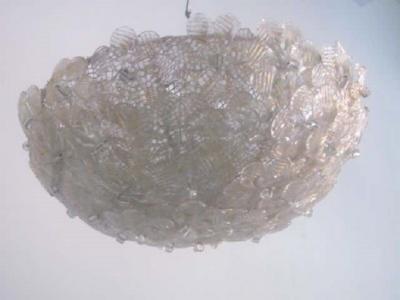 Flavio Poli Italian Murano Venetian Glass Flush Mount Floral Pendant Flavio Poli Seguso