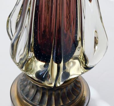 Flavio Poli Large Murano Flavio Poli for Seguso Sommerso 1950s Aubergine Fin Lamp