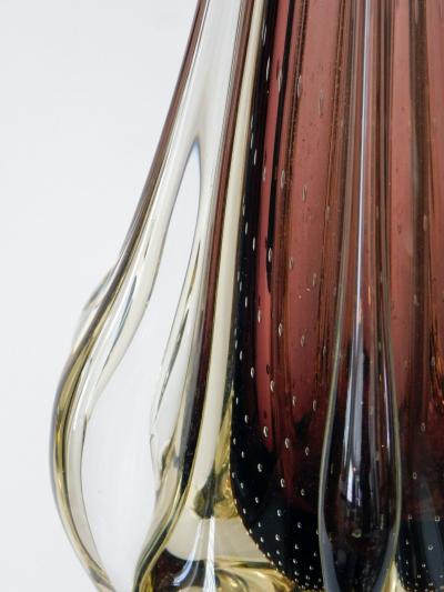 Flavio Poli Large Murano Flavio Poli for Seguso Sommerso 1950s Aubergine Fin Lamp