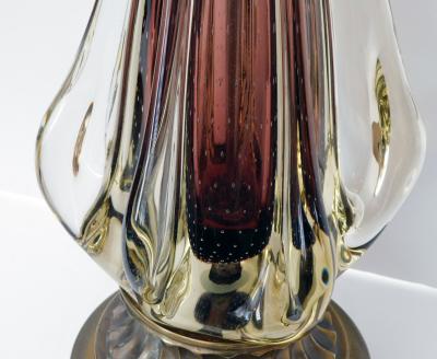 Flavio Poli Large Murano Flavio Poli for Seguso Sommerso 1950s Aubergine Fin Lamp