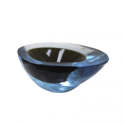 Flavio Poli Mid Century Modern Blue and Black Sommerso Murano Glass Vase by Flavio Poli 1950