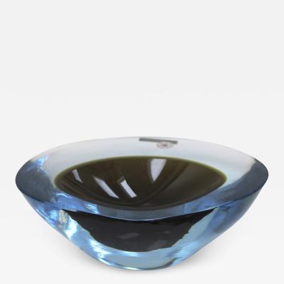 Flavio Poli Mid Century Modern Blue and Black Sommerso Murano Glass Vase by Flavio Poli 1950