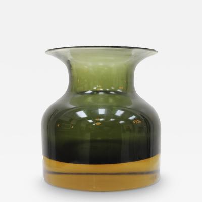 Flavio Poli Mid Century Modern Dark Green Sommerso Murano Glass Vase by Flavio Poli 1950