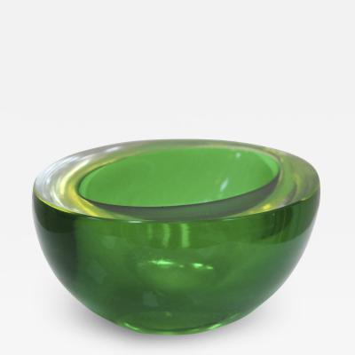 Flavio Poli Mid Century Modern Green Sommerso Murano Glass Bowl by Flavio Poli 1950