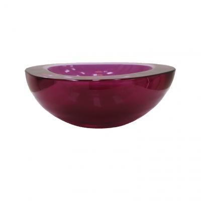 Flavio Poli Mid Century Modern Pink Sommerso Murano Glass Bowl by Flavio Poli 1950