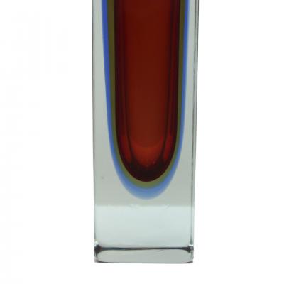 Flavio Poli Mid Century Modern Red and Blue Sommerso Murano Glass Vase by Flavio Poli 1950