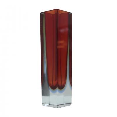 Flavio Poli Mid Century Modern Red and Blue Sommerso Murano Glass Vase by Flavio Poli 1950
