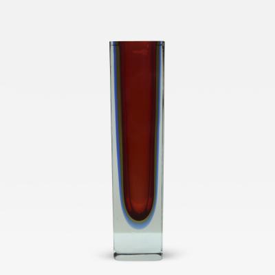 Flavio Poli Mid Century Modern Red and Blue Sommerso Murano Glass Vase by Flavio Poli 1950