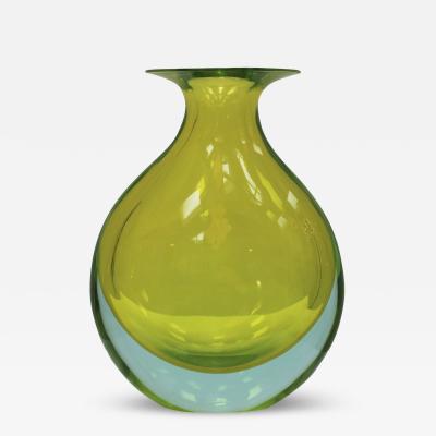 Flavio Poli Mid Century Modern Yellow Blue Sommerso Murano Glass Vase by Flavio Poli 1950