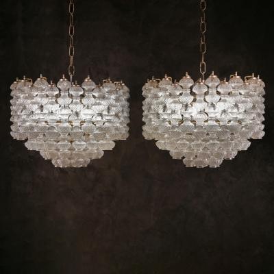 Flavio Poli Mid Century Pair of Murano Glass Chandeliers by Flavio Poli for Seguso