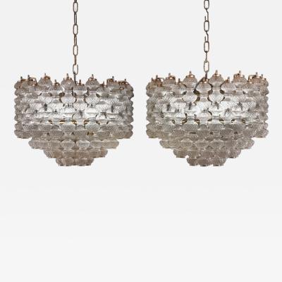 Flavio Poli Mid Century Pair of Murano Glass Chandeliers by Flavio Poli for Seguso
