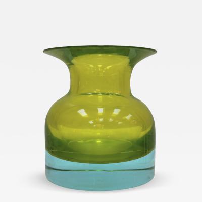 Flavio Poli MidCentury Turquoise Yellow Sommerso Murano Glass Vase by Flavio Poli 1950