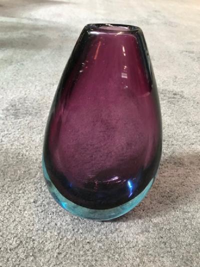 Flavio Poli Purple Sommerso Glass Vase Attributed to Flavio Poli