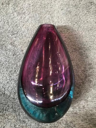 Flavio Poli Purple Sommerso Glass Vase Attributed to Flavio Poli