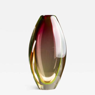 Flavio Poli Red and Yellow Murano Sommerso Vase by Flavio Poli Italy 1960s