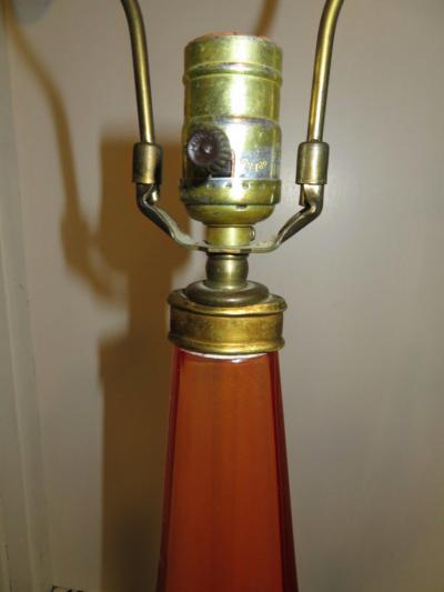 Flavio Poli Scrumptious Pair of Flavio Poli Orange Murano Lamps Mid Century Modern