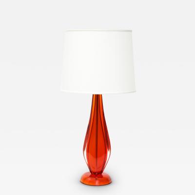 Flavio Poli Seguso Exquisite Hand Blown Glass Sommerso Table Lamp 1950s