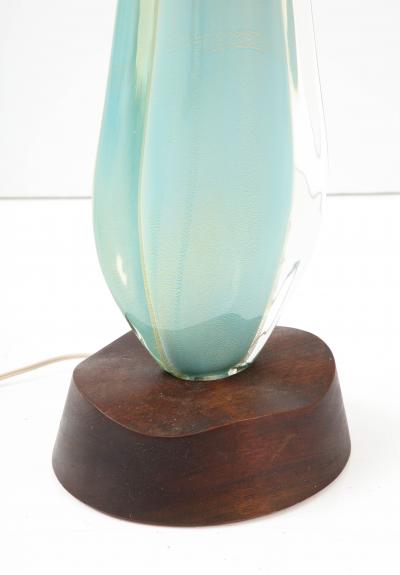 Flavio Poli Seguso Large Gold on Blue Sommerso Table Lamp by Flavio Poli 1960 Italy